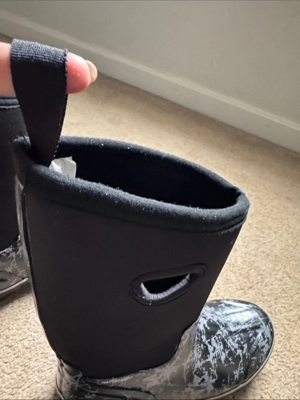Black and Gray Marble Kids Rain Boots similar to Bogs